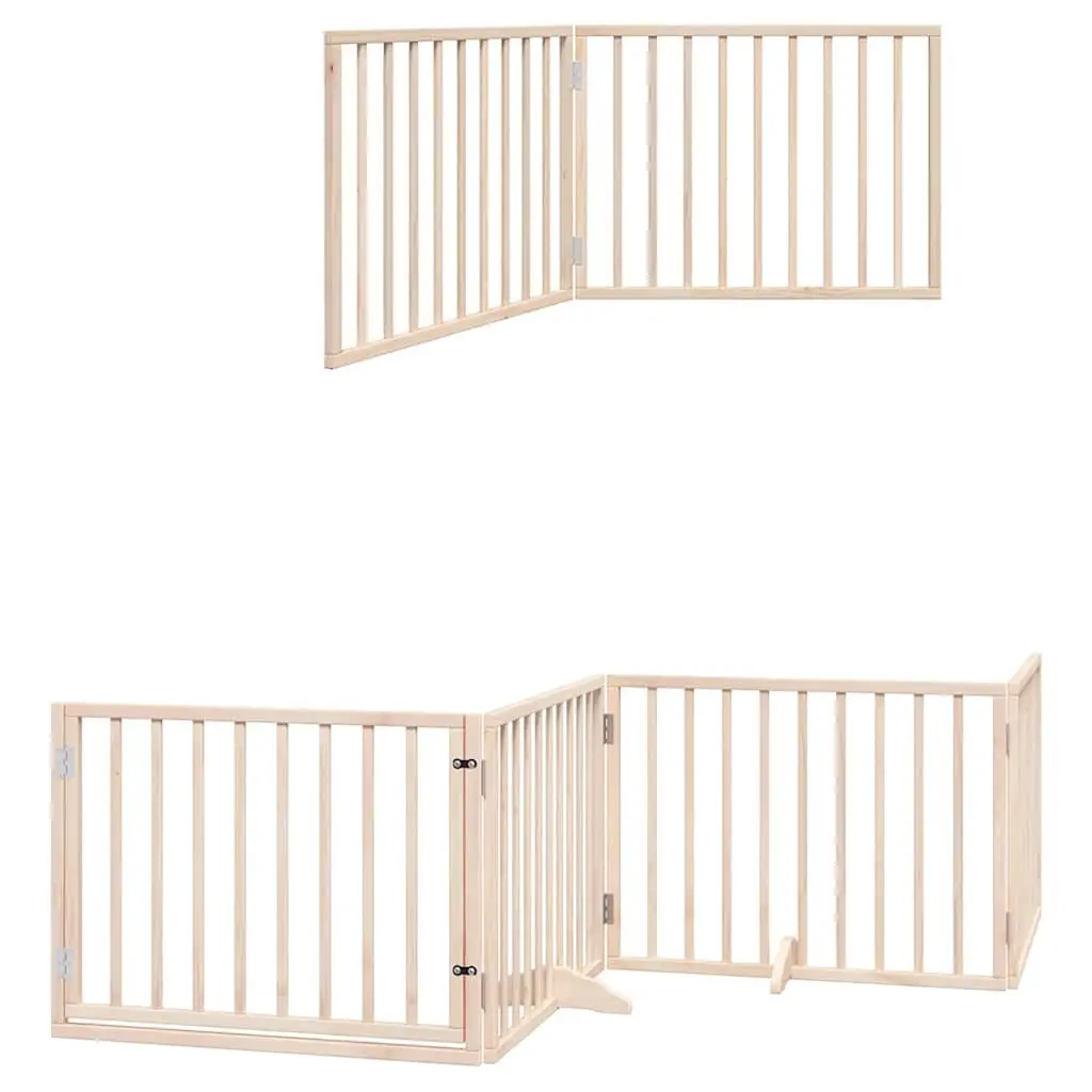 Dog Gate Foldable 10 Panels Poplar Wood 800cm Brown Pet Safety Barrier with Door Locks