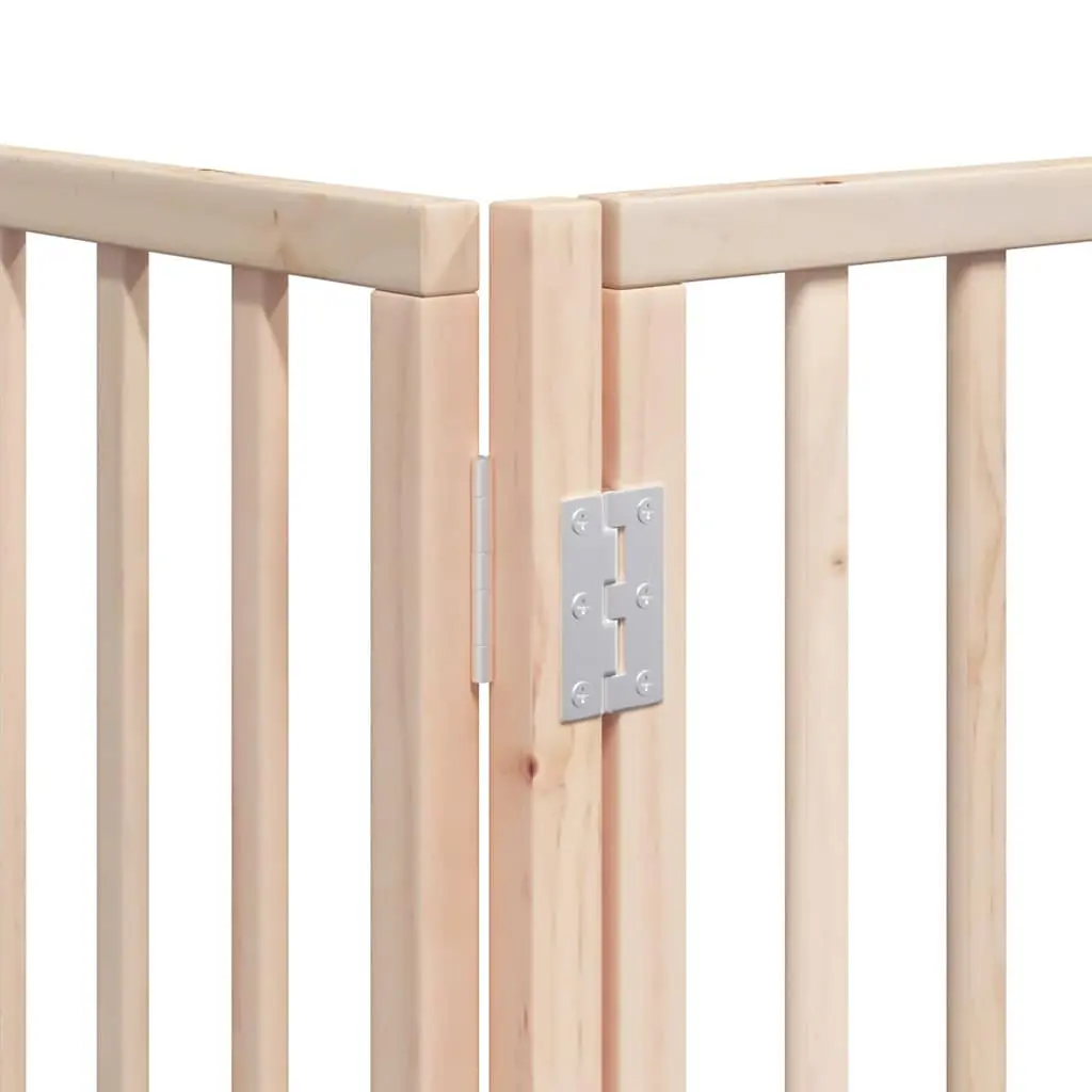 Dog Gate Foldable 10 Panels Poplar Wood 800cm Brown Pet Safety Barrier with Door Locks