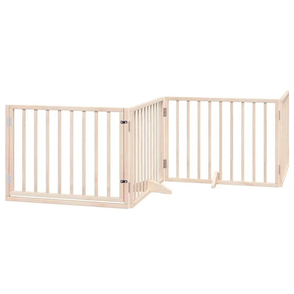 Dog Gate Foldable 12 Panels 960cm Poplar Wood Pet Pen Barrier with Door Locks