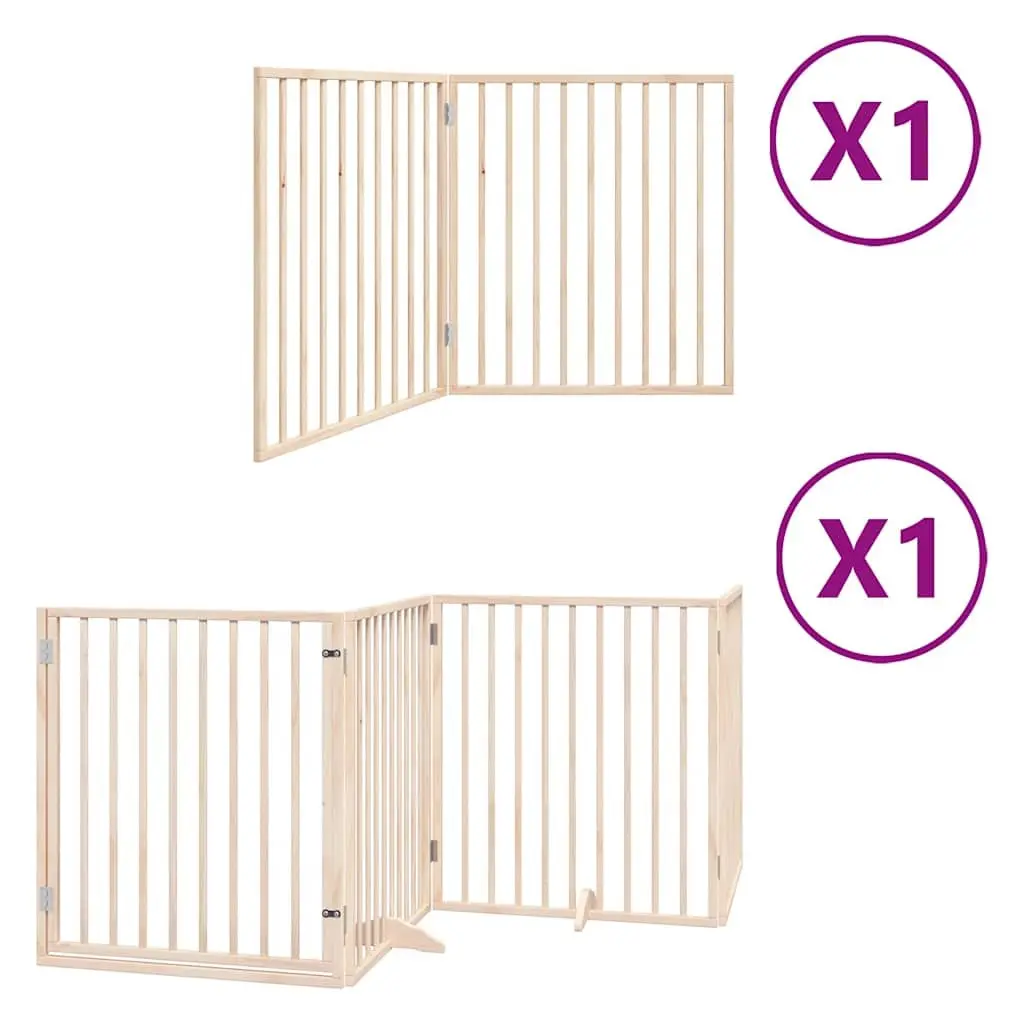 Dog Gate Foldable 6 Panels 480 cm Brown Poplar Wood Pet Safety Barrier Door