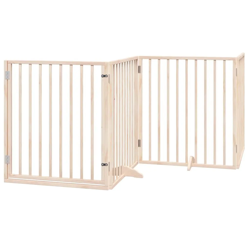 Dog Gate Foldable 6 Panels 480 cm Brown Poplar Wood Pet Safety Barrier Door