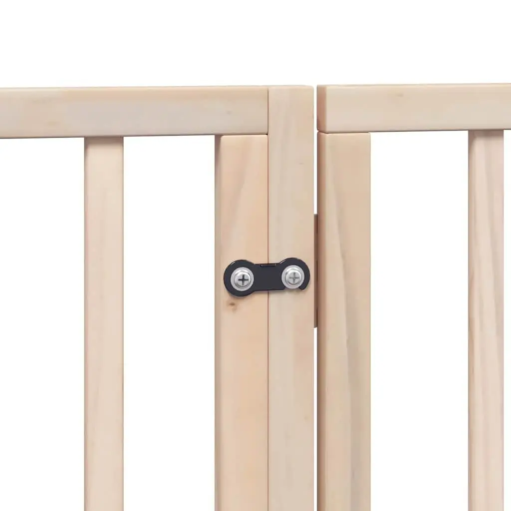 Dog Gate Foldable 6 Panels 480 cm Brown Poplar Wood Pet Safety Barrier Door
