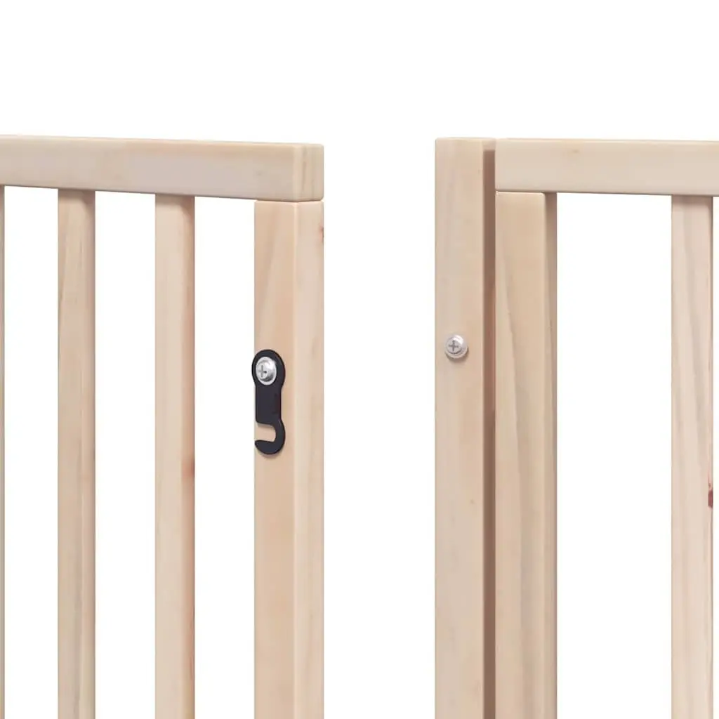 Dog Gate Foldable 6 Panels 480 cm Brown Poplar Wood Pet Safety Barrier Door