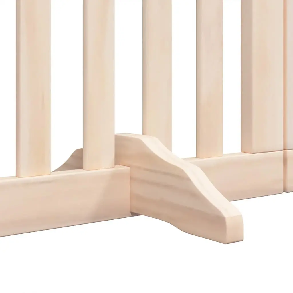 Dog Gate Foldable Poplar Wood 450cm Brown 9 Panels Pet Safety Barrier Door Lock