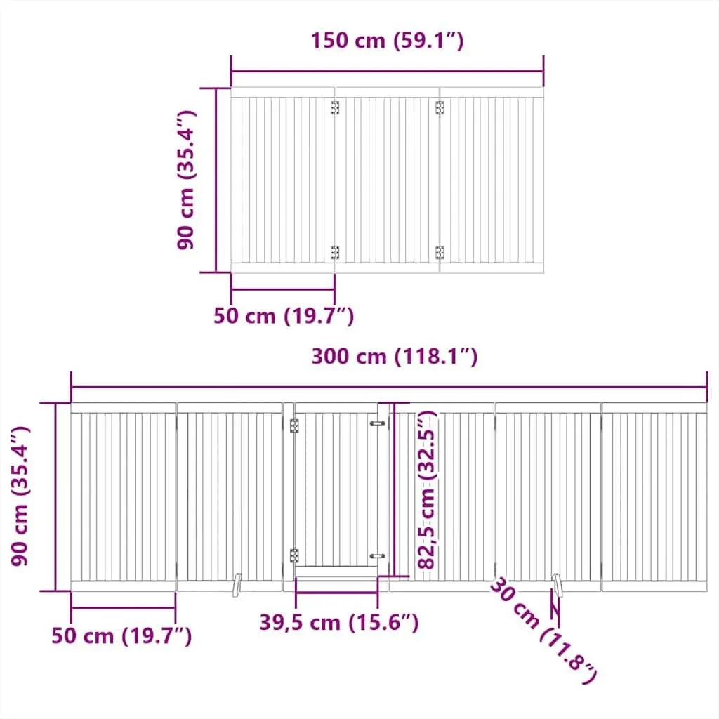 Foldable Dog Barrier with Secure Door Panel