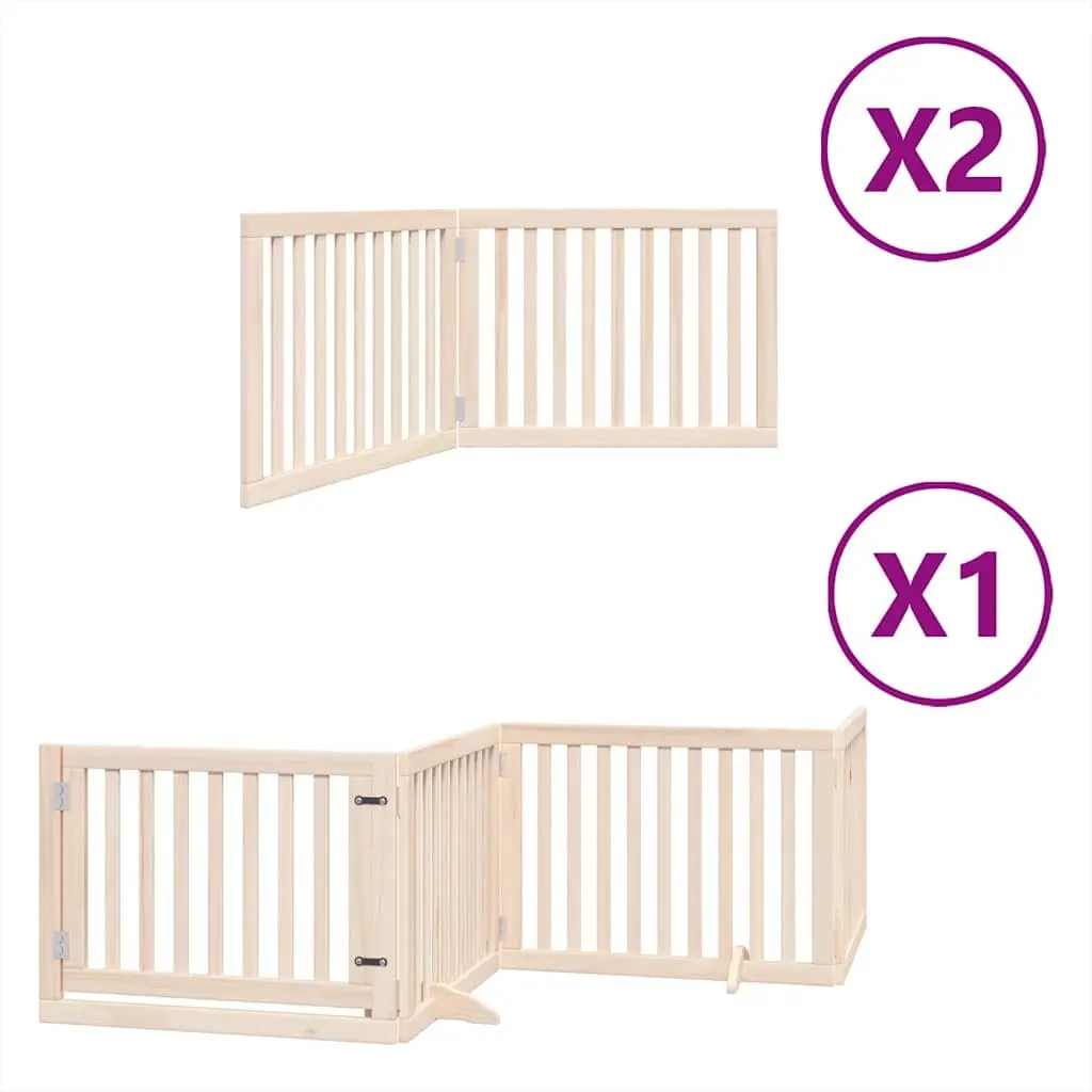 Dog Gate Foldable 8 Panels 640cm Poplar Wood Pet Safety Barrier Door Lock