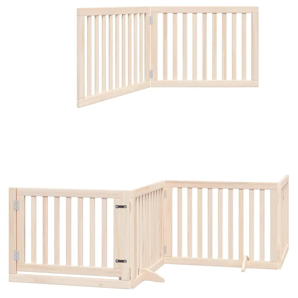 Dog Gate Foldable 12 Panels 960 cm Poplar Wood Pet Enclosure with Door Locks