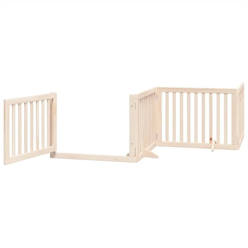 Dog Gate Foldable 12 Panels 960 cm Poplar Wood Pet Enclosure with Door Locks