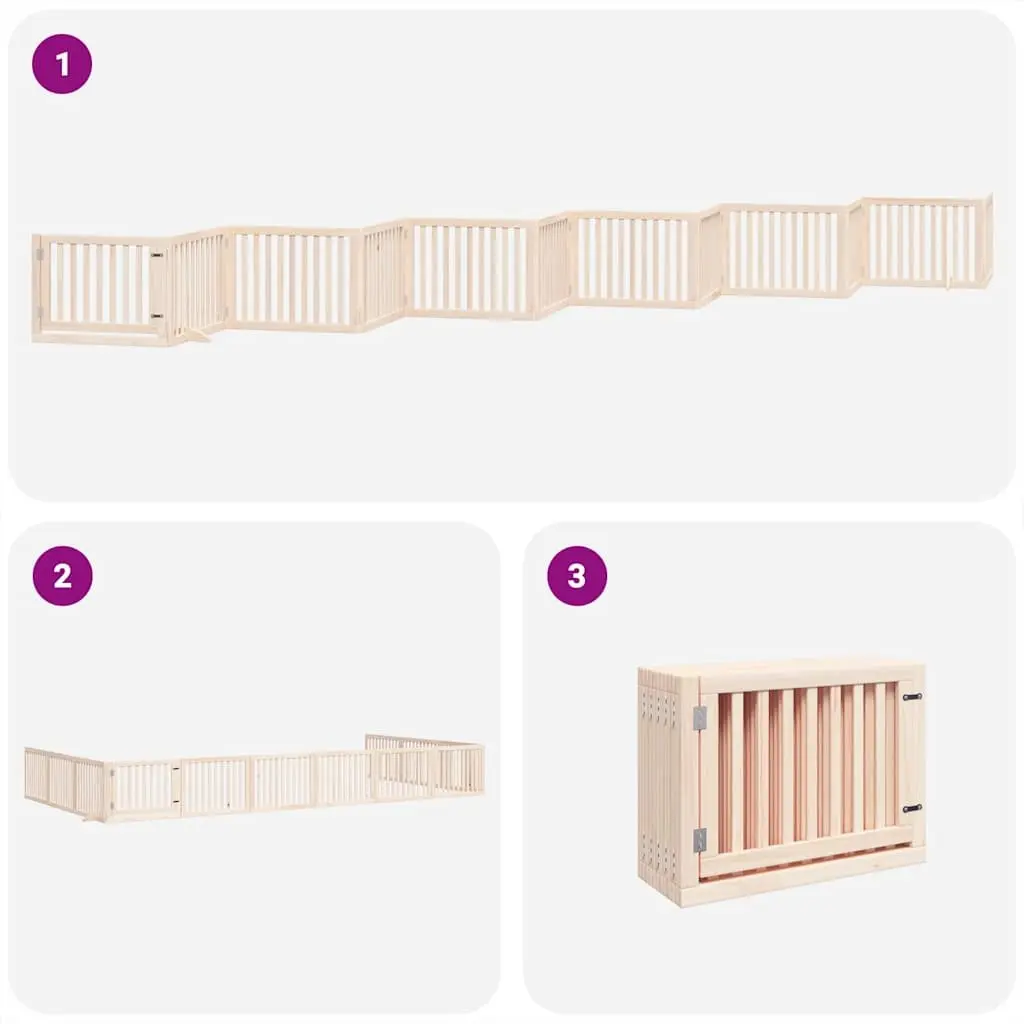 Dog Gate Foldable 12 Panels 960 cm Poplar Wood Pet Enclosure with Door Locks