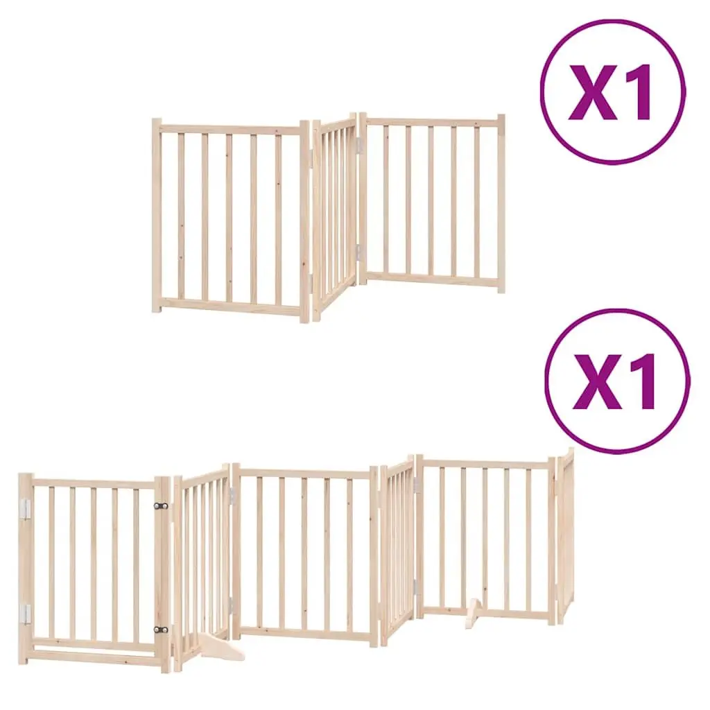 Dog Gate Foldable 9 Panels 450 cm Poplar Wood Pet Safety Barrier Door Lock