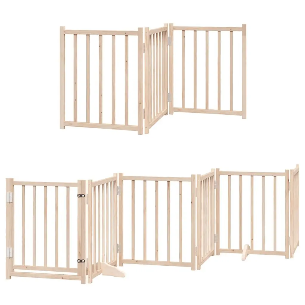 Dog Gate Foldable 9 Panels 450 cm Poplar Wood Pet Safety Barrier Door Lock
