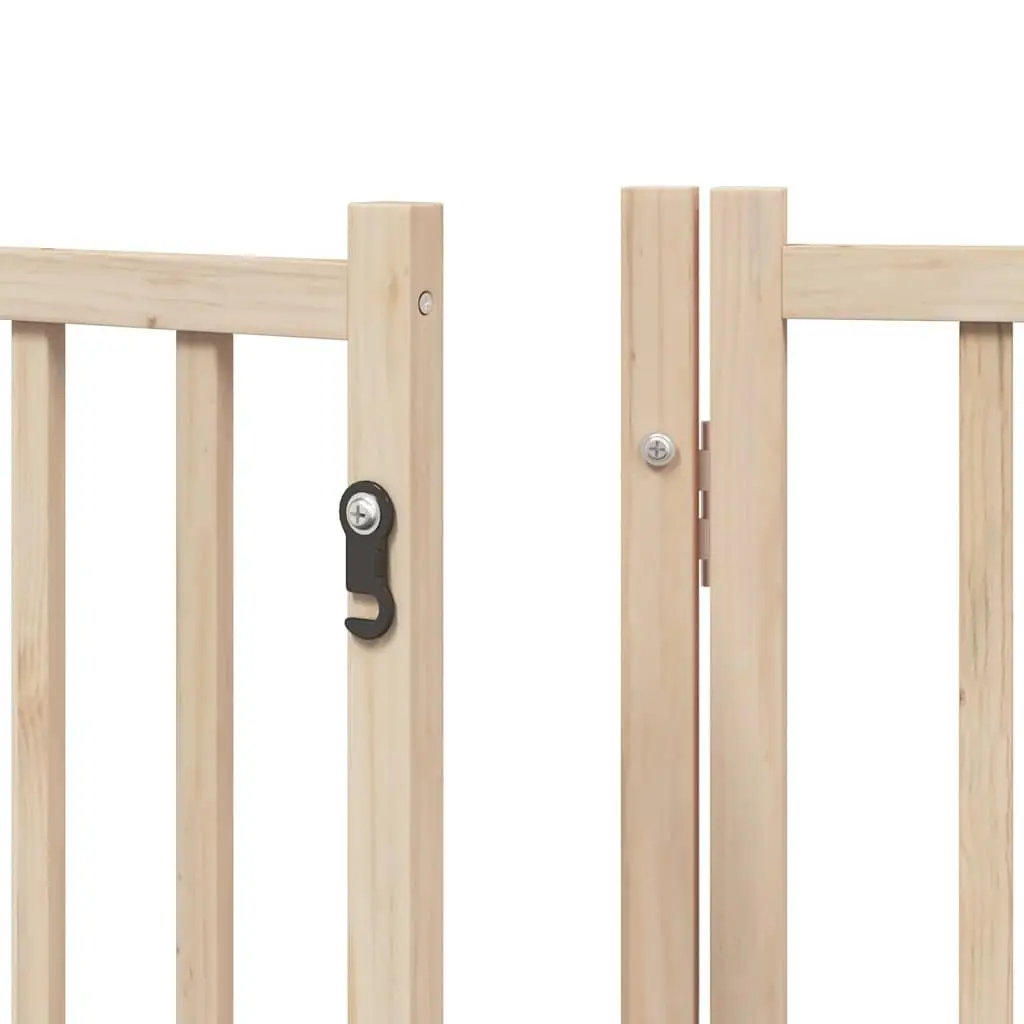 Dog Gate Foldable 9 Panels 450 cm Poplar Wood Pet Safety Barrier Door Lock
