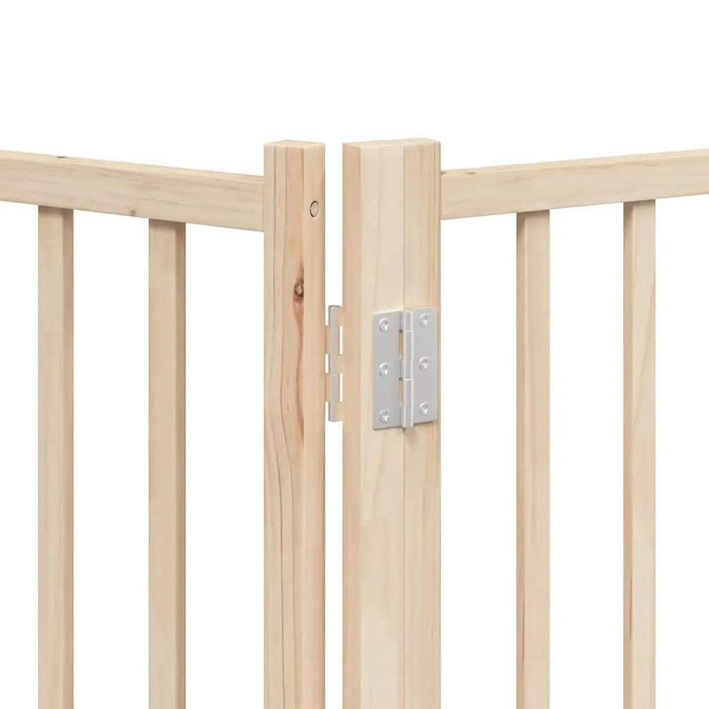 Dog Gate Foldable 9 Panels 450 cm Poplar Wood Pet Safety Barrier Door Lock