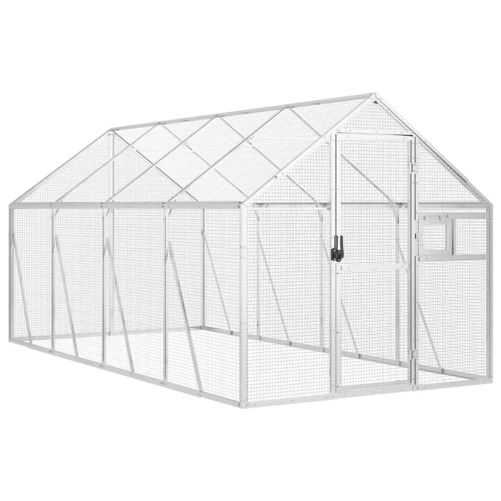 Aviary Bird Cage Aluminium 1.79x4x1.85m Silver Wire Mesh Outdoor Enclosure