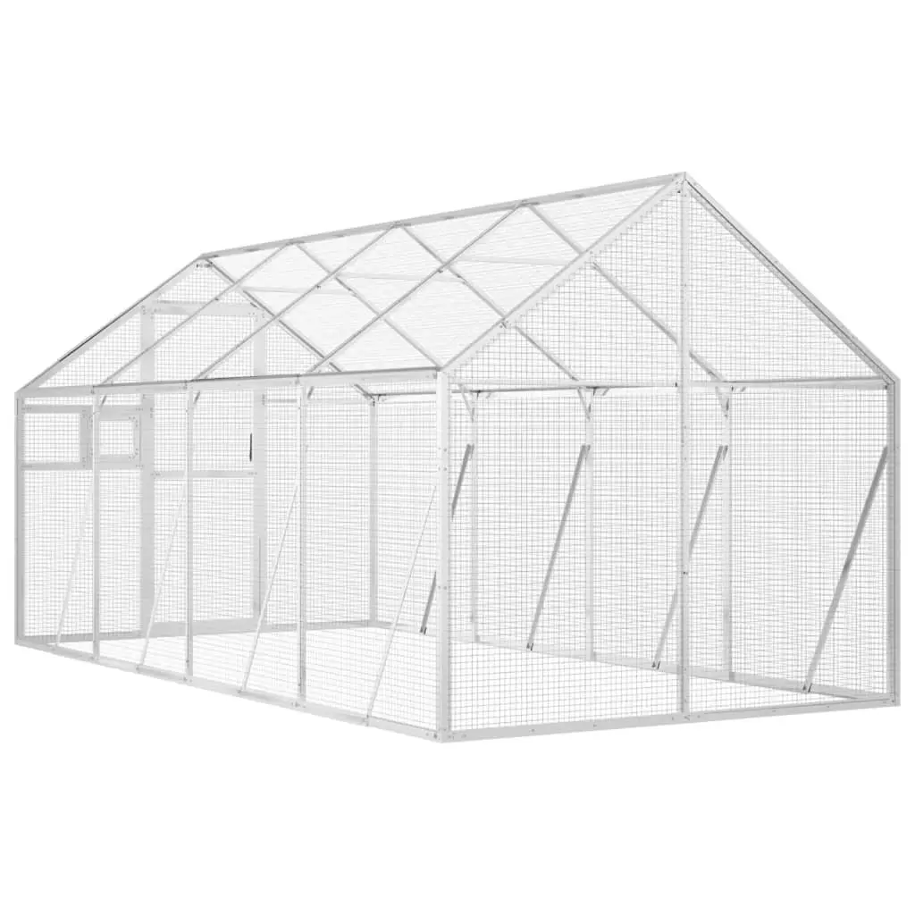 Aviary Bird Cage Aluminium 1.79x4x1.85m Silver Wire Mesh Outdoor Enclosure