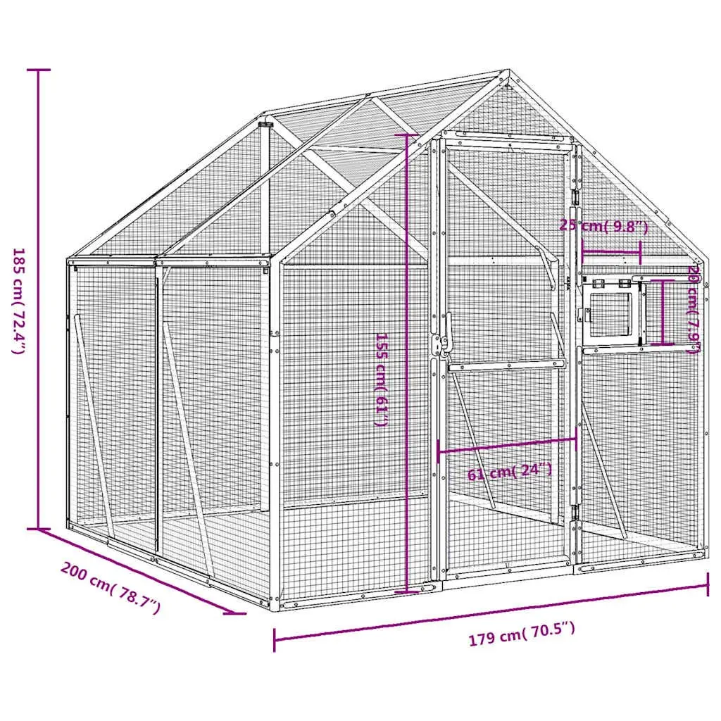 Large Bird Aviary Outdoor Cage Anthracite Metal Frame Enclosure for Parrots