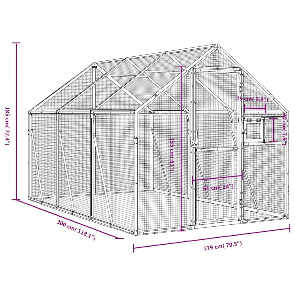 Large Outdoor Cage Aluminium Frame Wire Mesh Anthracite Bird Aviary for Parrots