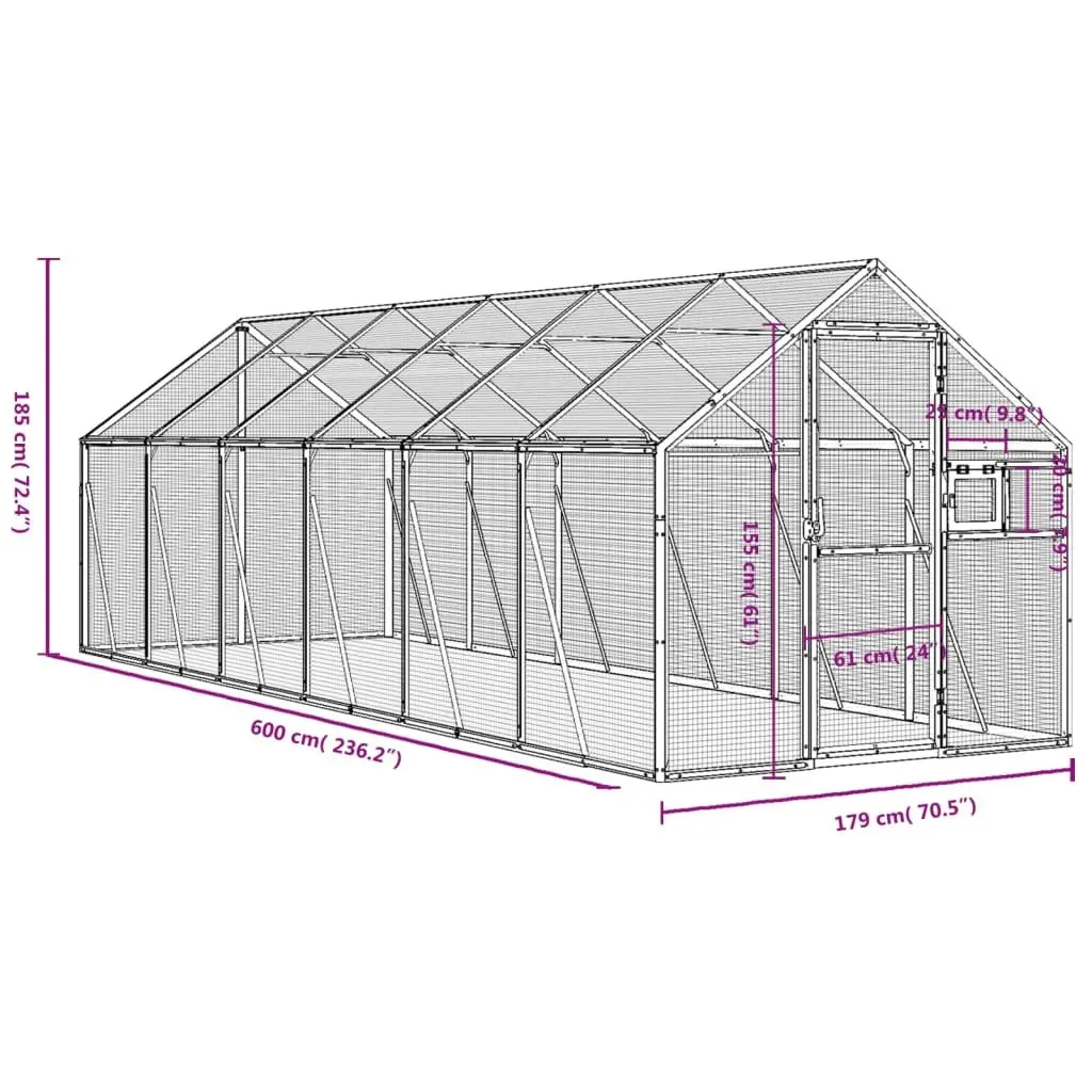 Bird Aviary 1.79x6x1.85 m for Home Use