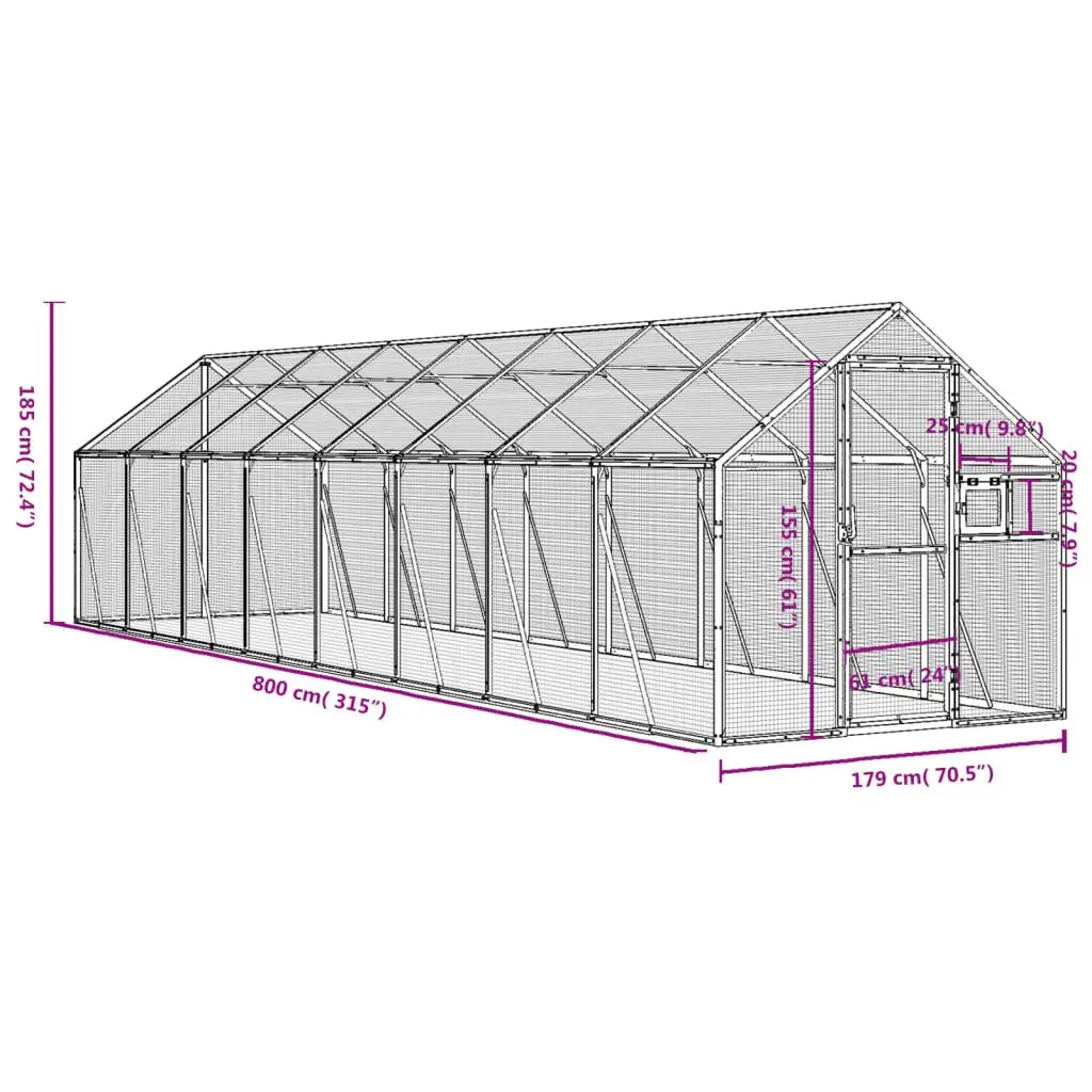 Aviary Bird Cage Anthracite Aluminium Frame Wire Mesh Large Outdoor Garden Pen