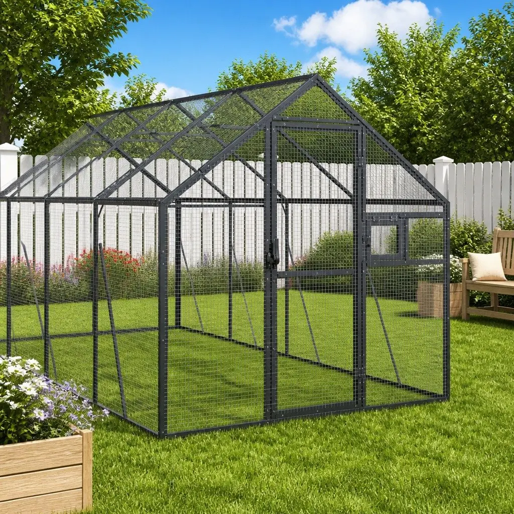 Bird Aviary Aluminium Frame Wire Mesh Large Anthracite Outdoor Enclosure