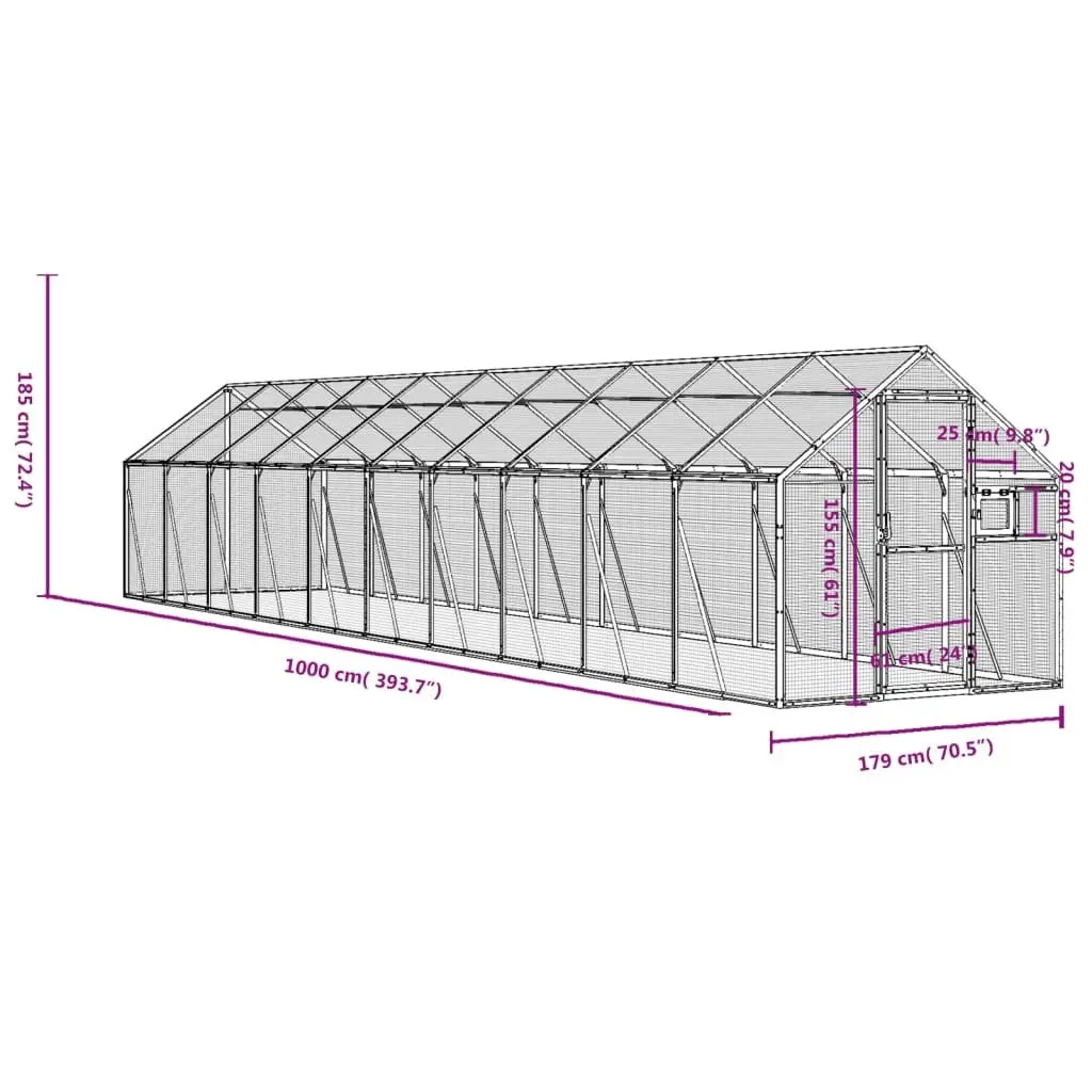 Bird Aviary Aluminium Frame Wire Mesh Large Anthracite Outdoor Enclosure