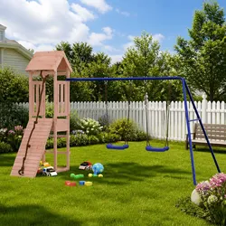 Versatile Wooden Playset for Active Fun in Your Yard