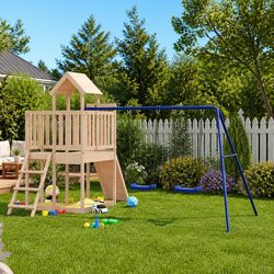 Practical Wooden Swing Set for Active Play Areas
