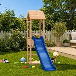 Backyard Wooden Playset with Slide and Sandbox for Fun