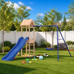 Functional Outdoor Playset with Slide and Swing for Gardens
