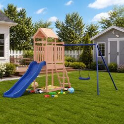 Ideal Wooden Playset for Active Backyard Fun