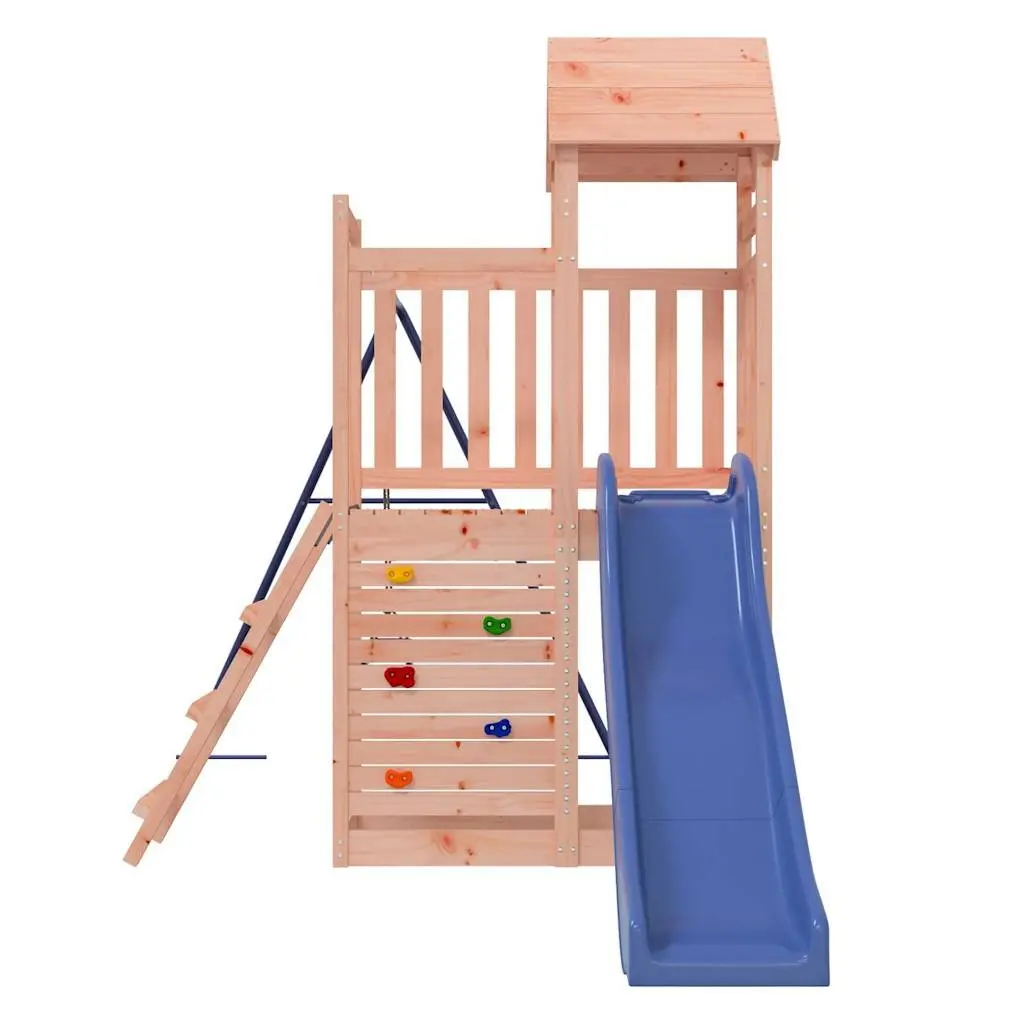 Wooden Playset Multiactivity Climbing Frame Slide Swing Rockwall Sandbox Brown 90cm