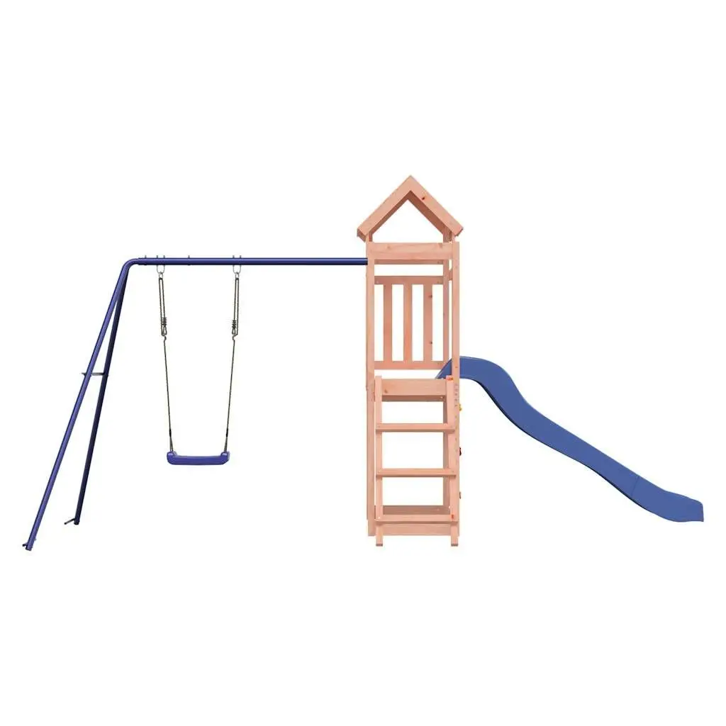 Wooden Playset Multiactivity Climbing Frame Slide Swing Rockwall Sandbox Brown 90cm