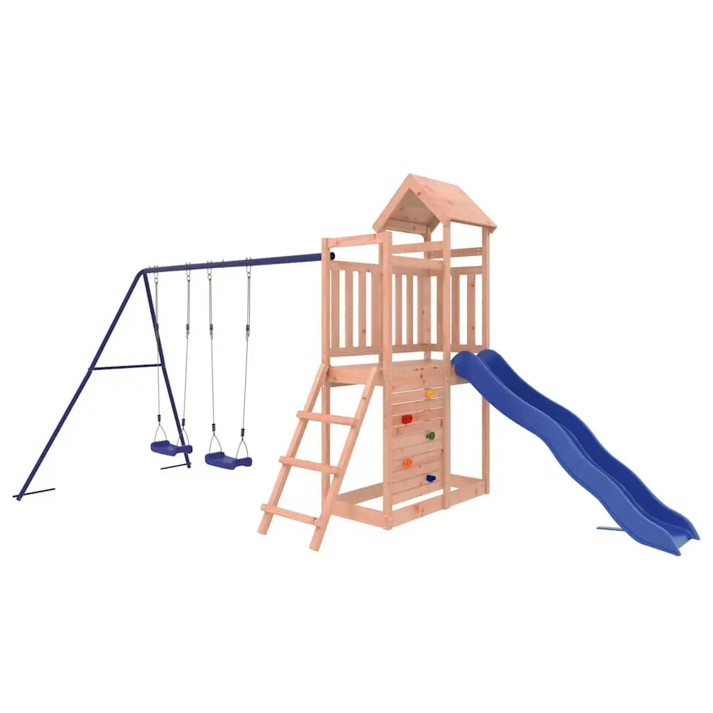 Outdoor Playset Wooden Climbing Frame Slide Swing Sandpit 90 cm Height Brown