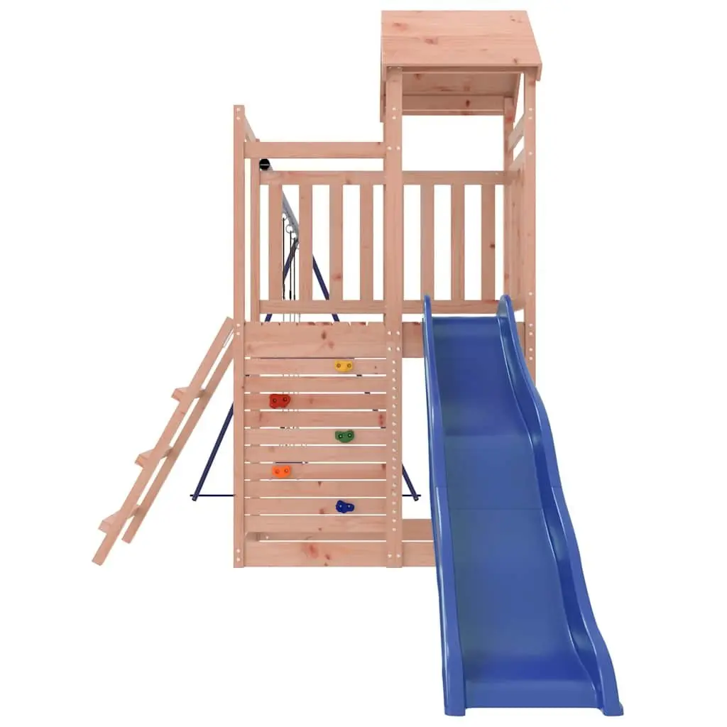 Outdoor Playset Wooden Climbing Frame Slide Swing Sandpit 90 cm Height Brown