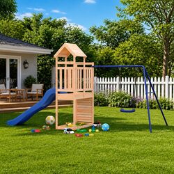 Versatile Wooden Outdoor Playset with Climbing Frame & Slide