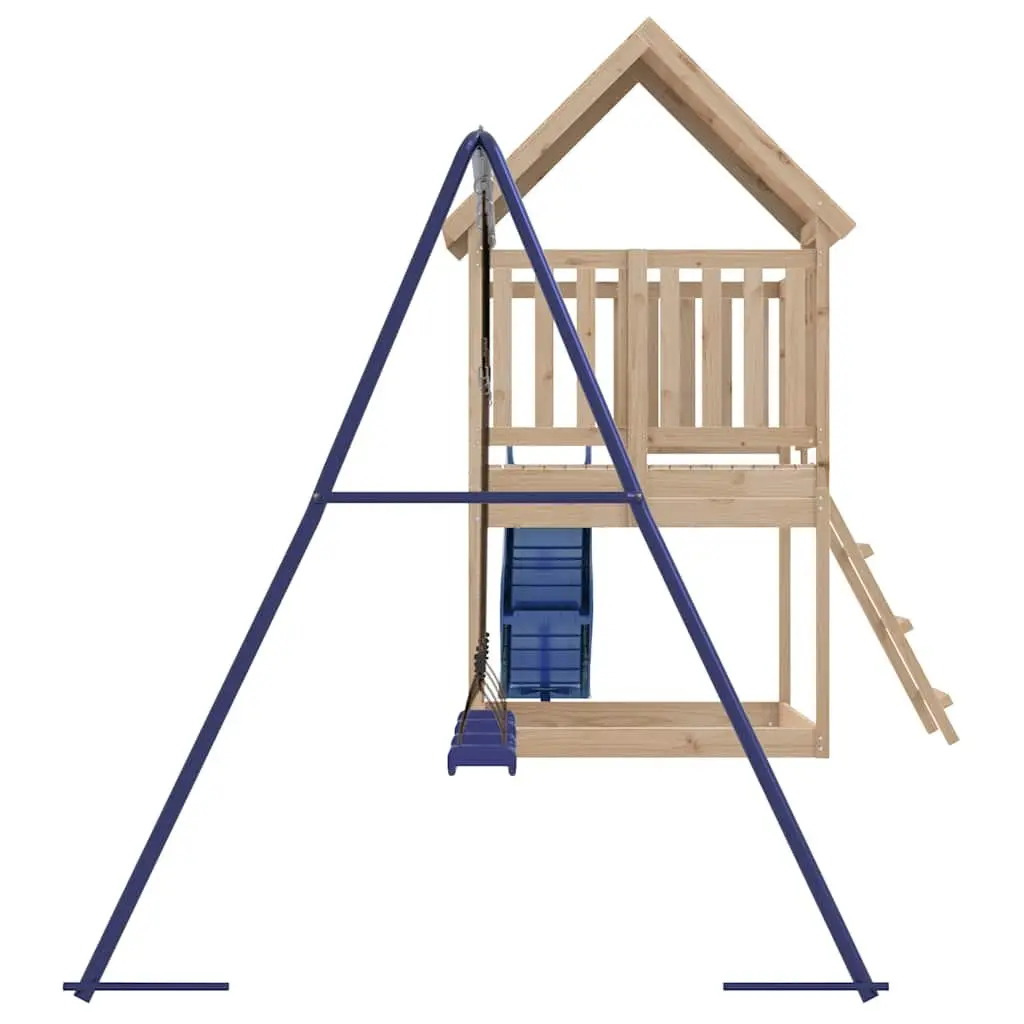 Wooden Playset for Kids Climbing Frame Slide Double Swing Sandbox 90cm Brown Outdoor