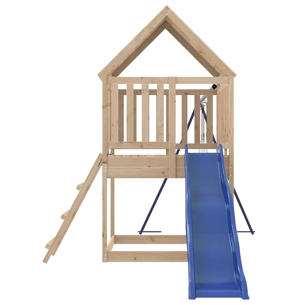 Wooden Playset for Kids Climbing Frame Slide Double Swing Sandbox 90cm Brown Outdoor