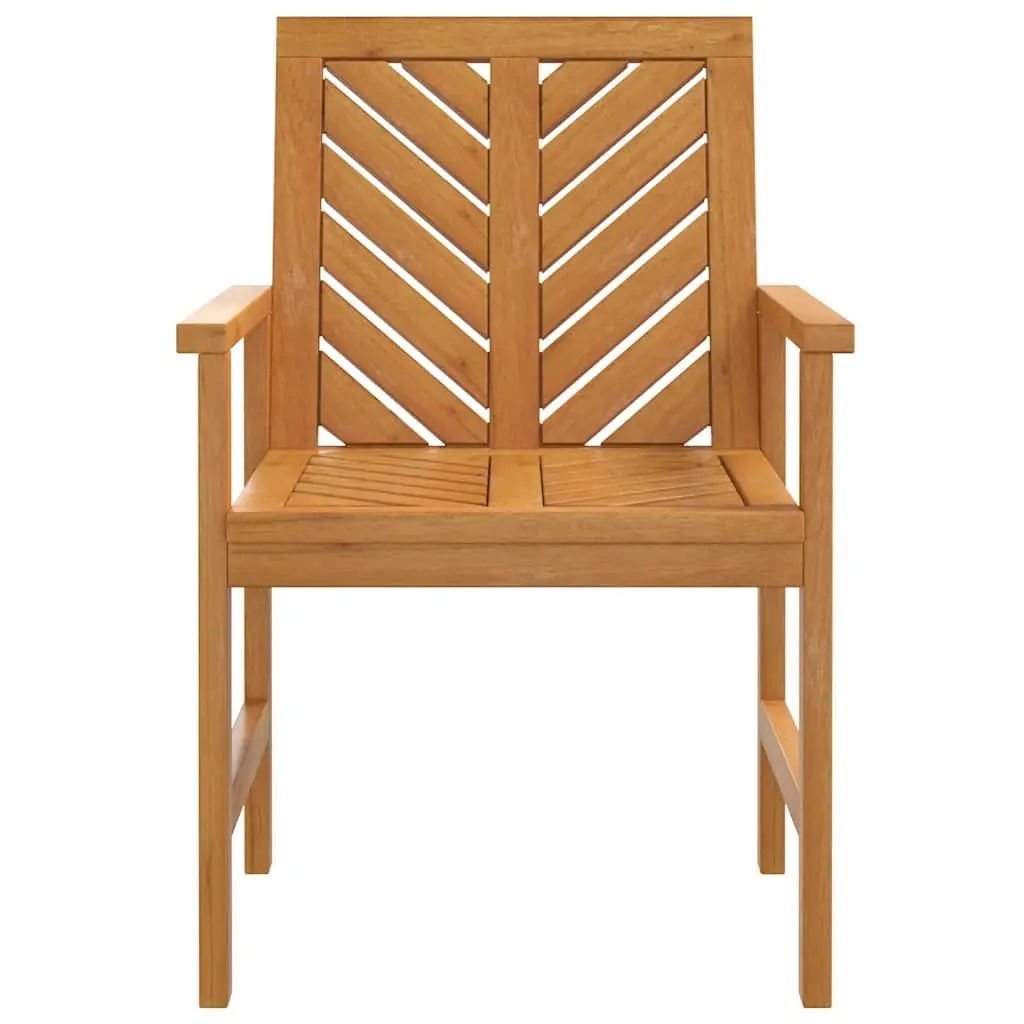 Outdoor Chairs Set of 4 Solid Wood Brown Garden Seating with Armrests Chevron Pattern Backrest