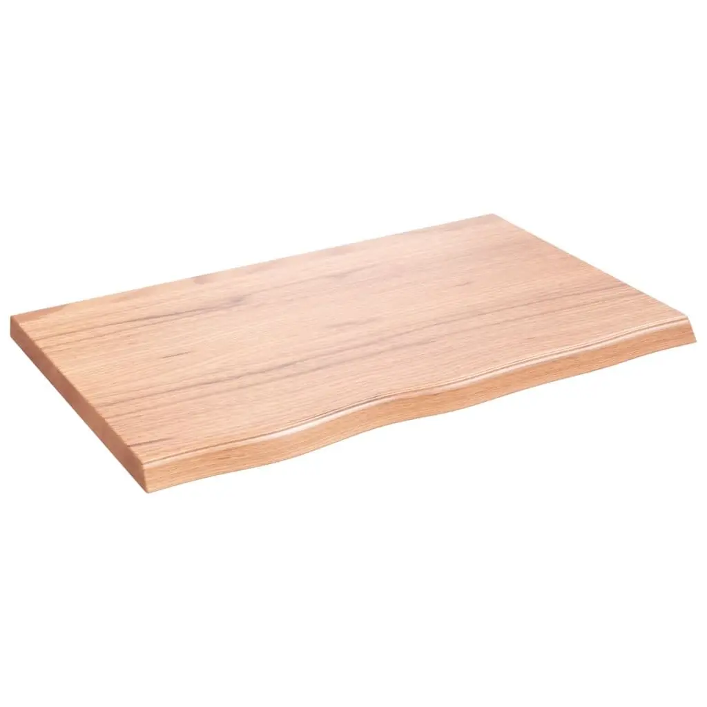 Bathroom Countertop Solid Oak Wood Varnished 80x50x4cm Handmade Live Edge Brown