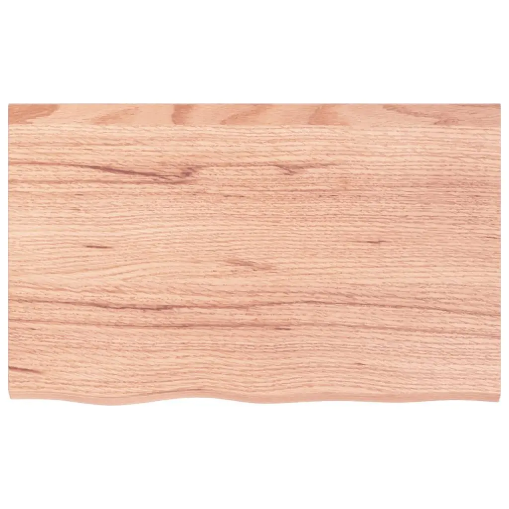 Bathroom Countertop Solid Oak Wood Varnished 80x50x4cm Handmade Live Edge Brown