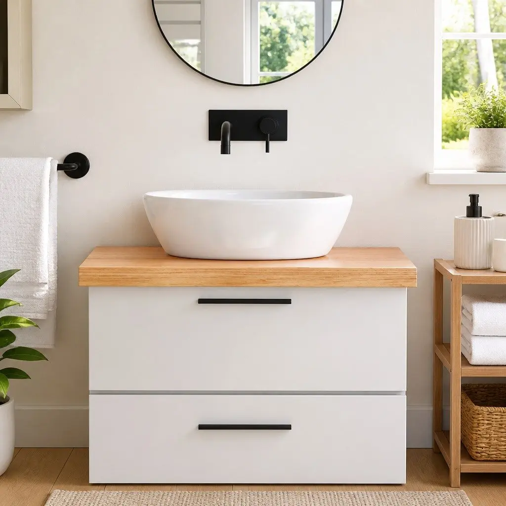 Brown Solid Oak Countertop for Home Use