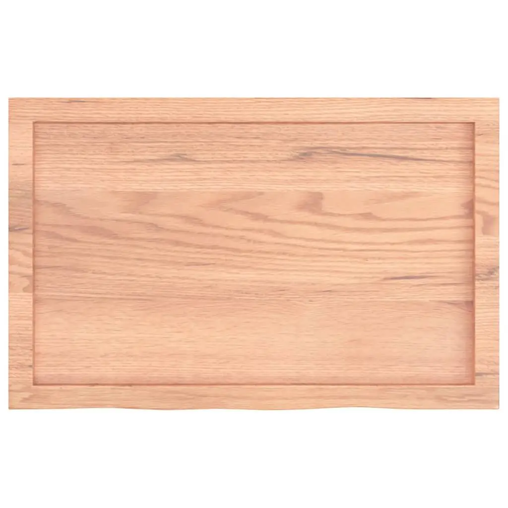 Bathroom Countertop Solid Oak Wood 80x50x6 cm Brown Handmade Live Edge Vanity Worktop Desk Cabinet Top