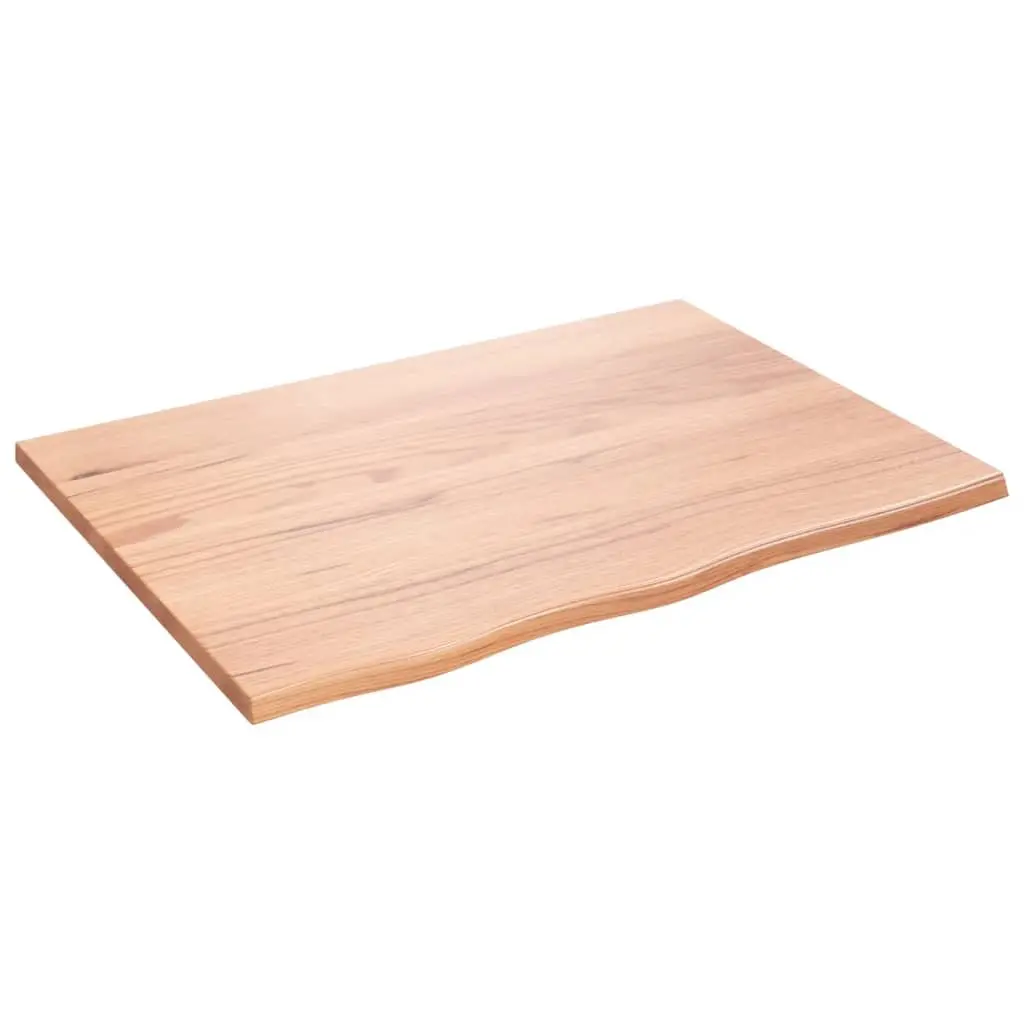 Bathroom Countertop Solid Oak Wood 80x60cm Brown Handmade Live Edge Varnished Surface