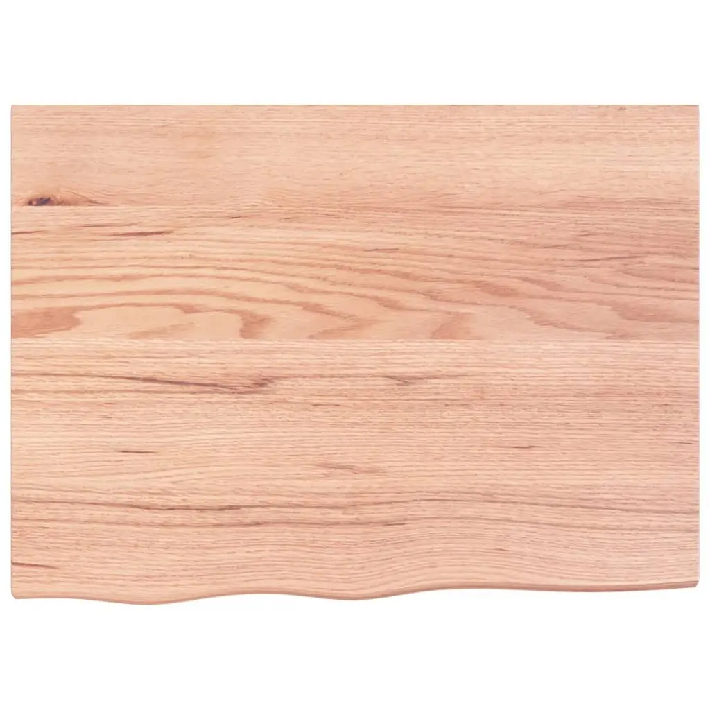 Bathroom Countertop Solid Oak Wood 80x60cm Brown Handmade Live Edge Varnished Surface
