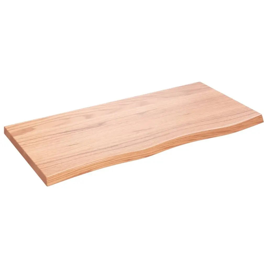 Bathroom Countertop Solid Oak Wood Light Brown Treated Vanity Top 100x50cm