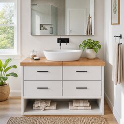 Bathroom Countertop Worktop Vanity Top Brown Solid Wood 120x60x6cm Folding