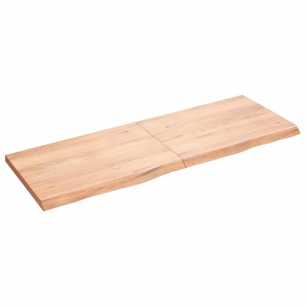 Bathroom Countertop Solid Oak Wood 140x50x4cm Brown Varnished Live Edge Vanity Top
