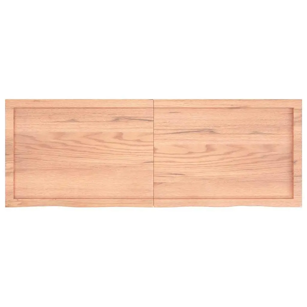 Bathroom Countertop Solid Oak Wood 140x50x4cm Brown Varnished Live Edge Vanity Top