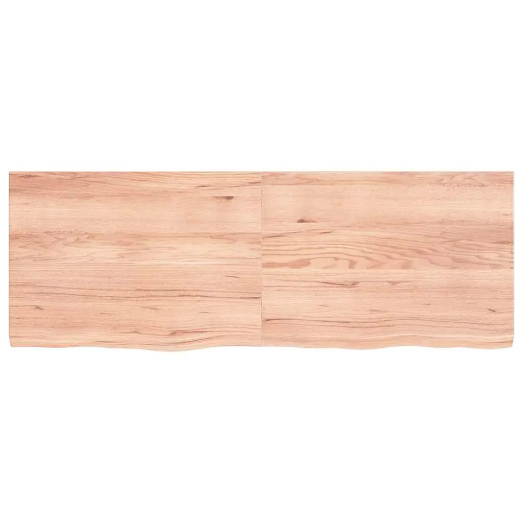 Bathroom Countertop Solid Oak Wood 140x50x4cm Brown Varnished Live Edge Vanity Top