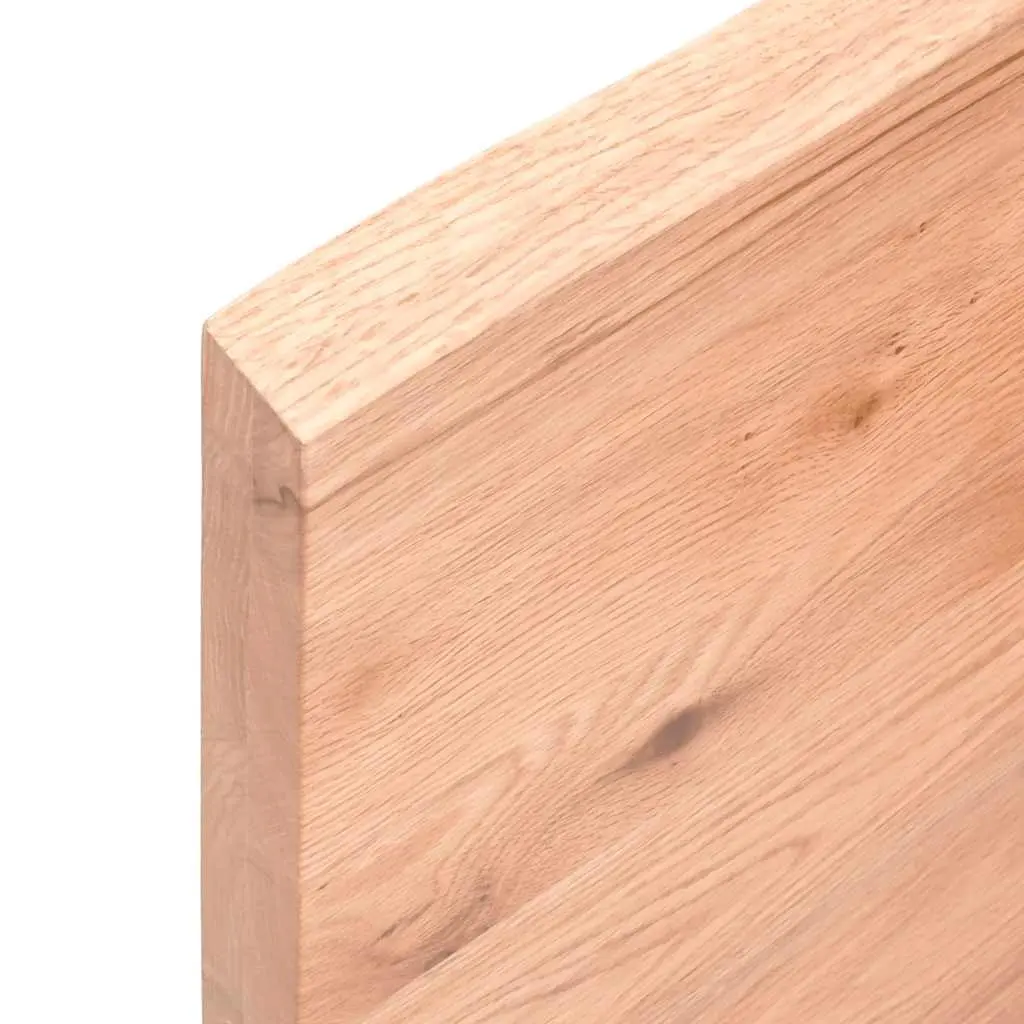Bathroom Countertop Solid Oak Wood 140x50x4cm Brown Varnished Live Edge Vanity Top